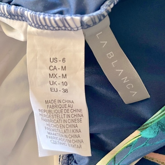 La Blanca Swimsuit V Neck One Piece Tropical Print New 6 - Picture 9 of 13